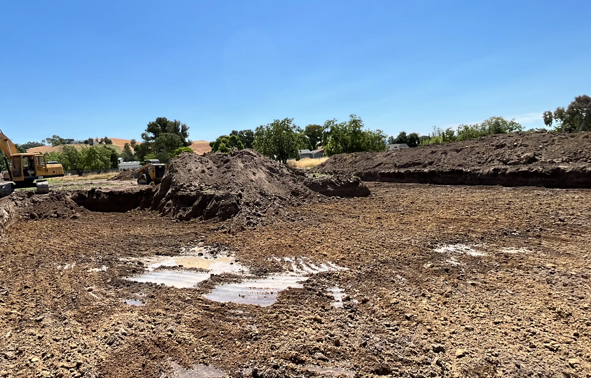 Building pad over-excavated five feet below grade before cement-treated fill was placed